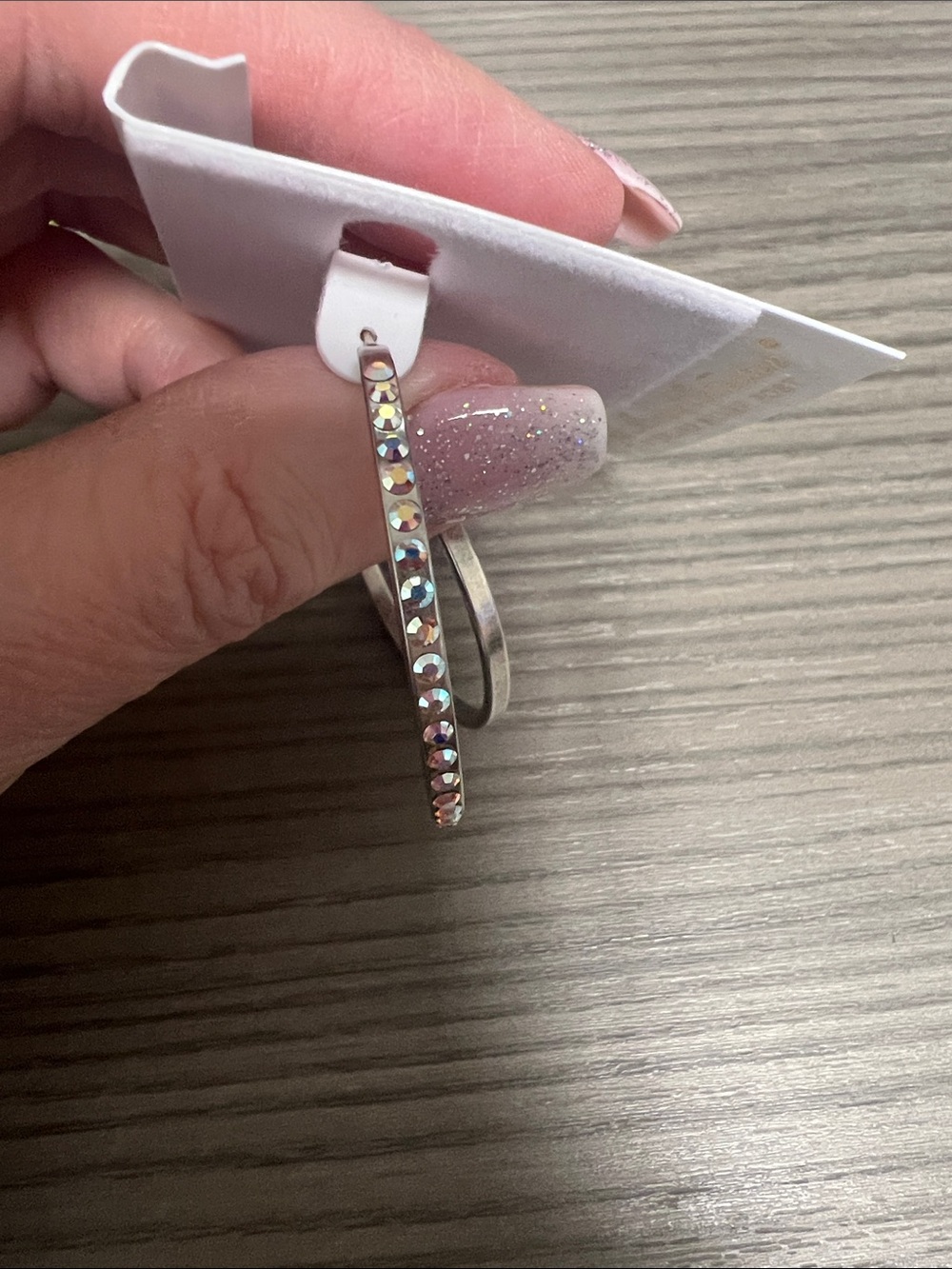 Crystal Accent Silver-Tone Hoop Earrings - AB Crystals